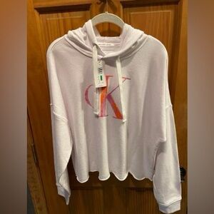 Calvin Klein Jeans logo crop top hooded sweatshirt